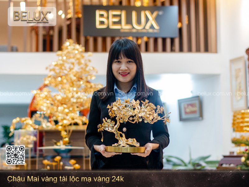 Chậu Mai Vàng Tài Lộc mạ vàng 24K